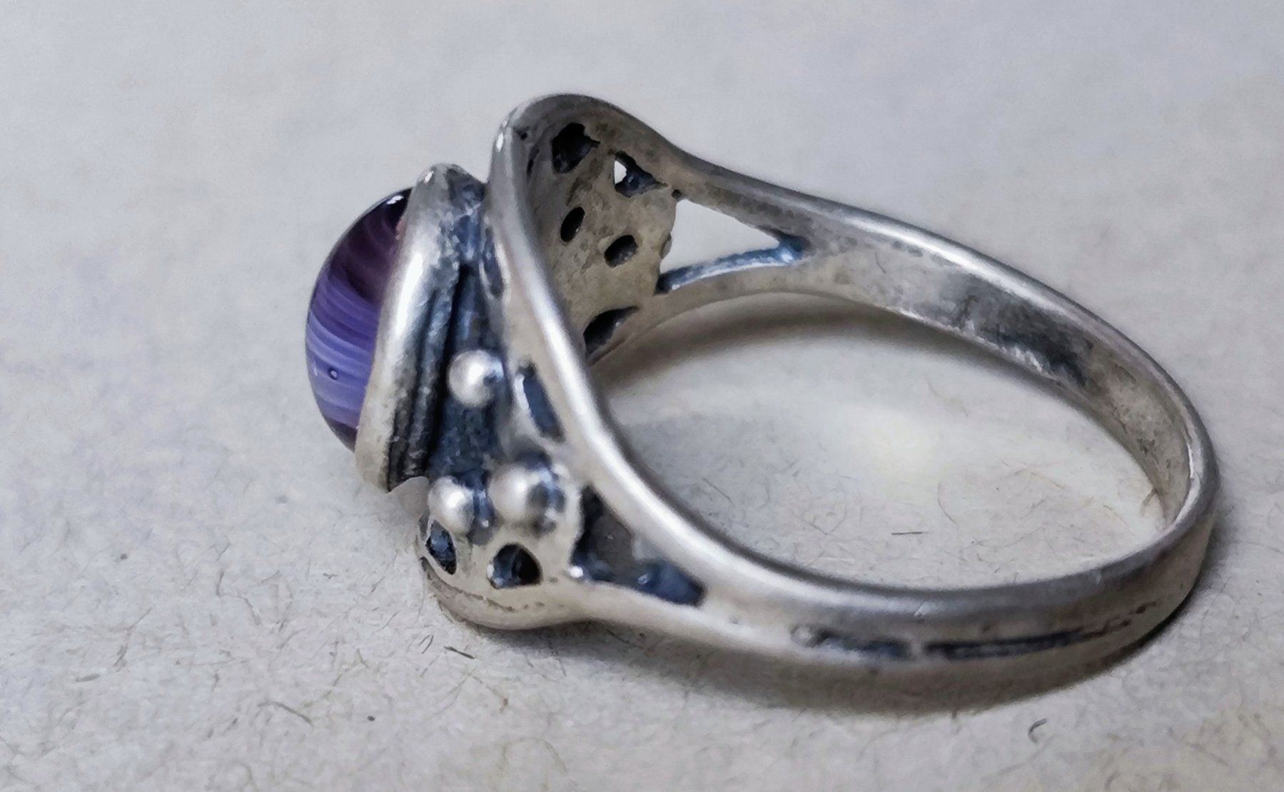 Anelli: Bague en argent avec agate – Taille 60 – Usato da Carouge GE venduto da for_8yym 2