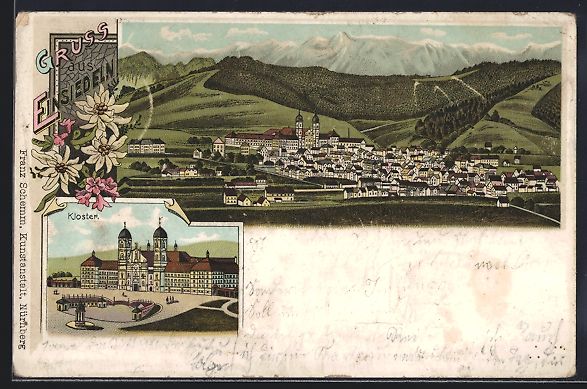Ansichtskarten: Litho Einsiedeln, Totalansicht mit Klost – Gebraucht aus Berlin von bartko-reher