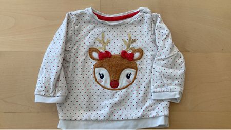 Weihnachtspullover weiss gr 80 Rentier Motiv top zustand