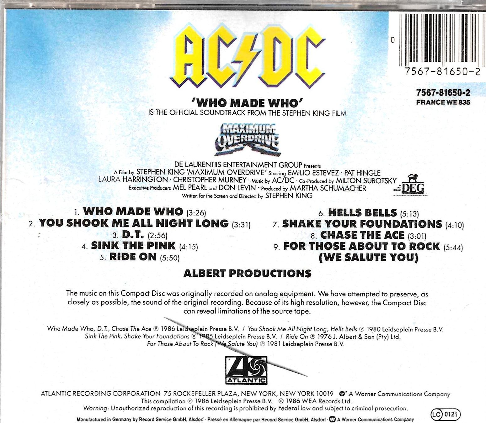 AC DC - Who Made Who (Gebraucht) in Savagnier für CHF 4 – mit Lieferung ...