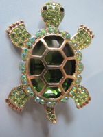 schöne Brosche Schildkröte Grün Strass Goldig🐢🐢...