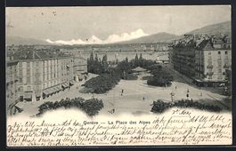 AK Genève, La Place des Alpes, 1902