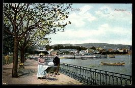 Zürich, Alpenquai mit Promenade und Dam