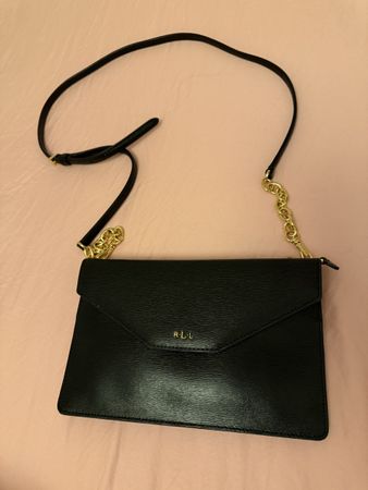 Ralph Lauren Umhängetasche schwarz Goldkette guter Zustand