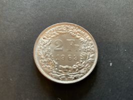 1963 2 FRÄNKLER SILBER UNZIRKULIERT 
