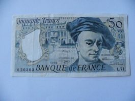 Banknote Frankreich 50 Francs 1992 Maurice Quentin La Tour