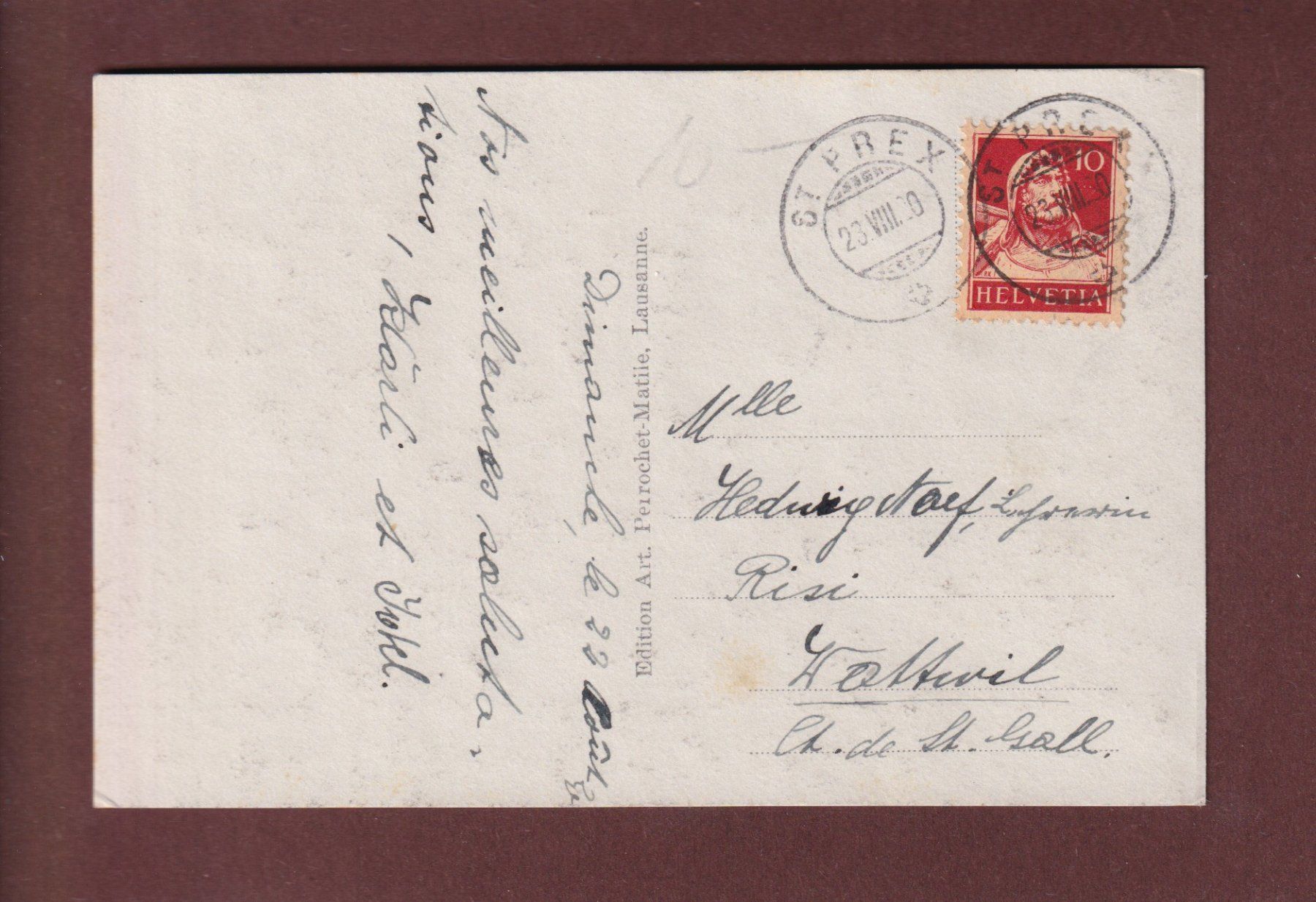 Cartoline postali: LAUSANNE - Vue Partielle - Flon - 1920 – Usato da Pully venduto da nicecards 1