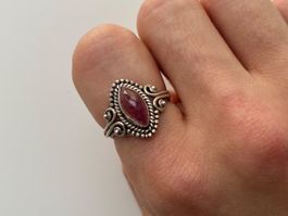 Silber 925 Rosa Achat Ring