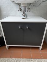 Unterschrank Badmöbel für Waschbecken, Grau/Weiss