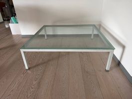 Tavolino da salotto di design in vetro cristallo e metallo