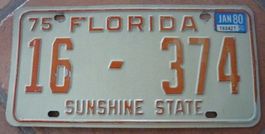 USA Florida Auto-Nummer / Kontroll-Schild