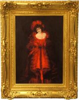 Oelbild Dame Jugendstil 1906 Henry O.S. Heistand USA