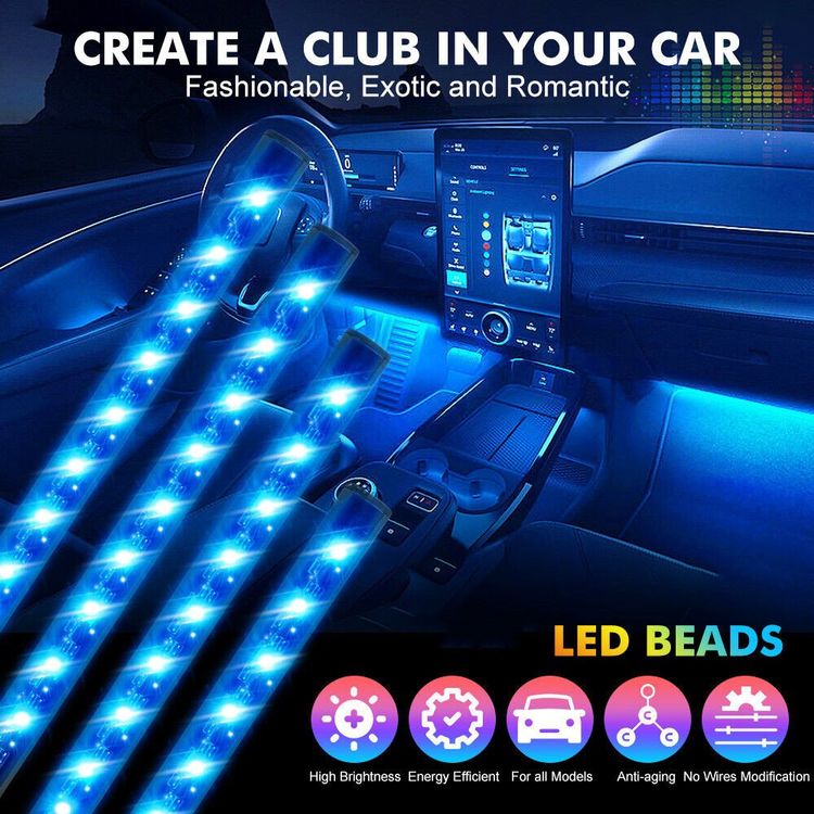 Auto RGB LED Innenraumbeleuchtung Lichtleiste 12V USB