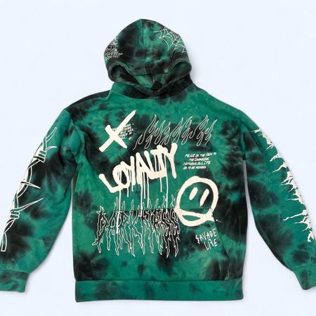 Hoodie m 38 Print schwarz grün weiss