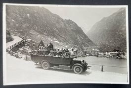Saurer Autobus offen/Grimsel Stausee, Werk/ Fotokarte 1930