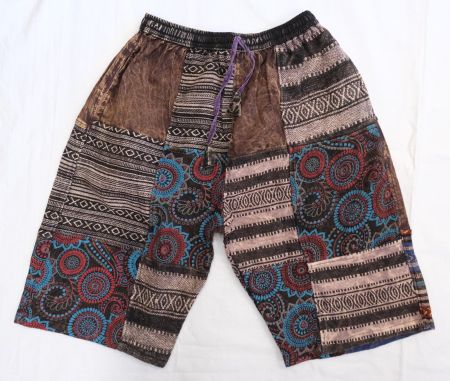 Kurze Hose Shorts Patchwork Baumwolle Schlupfhose Grösse L
