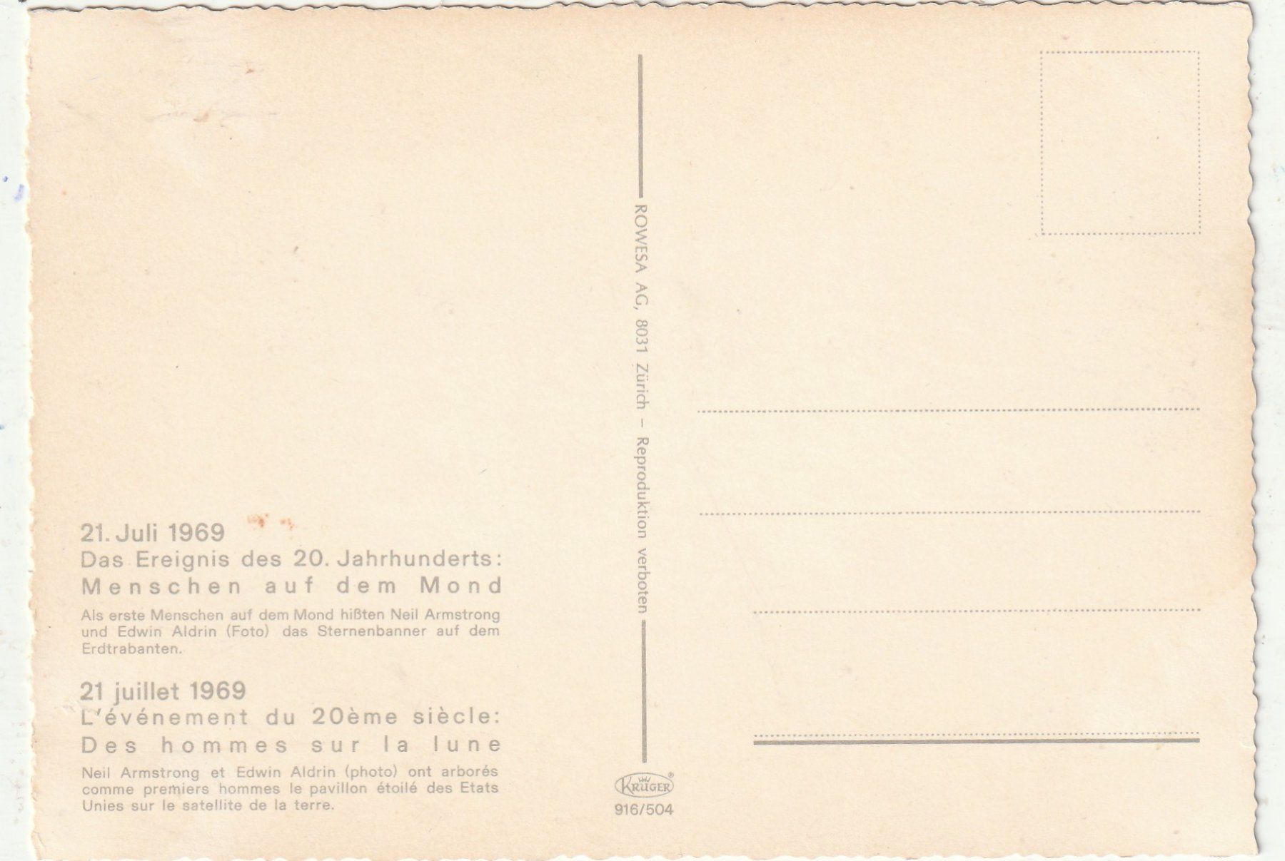 Cartes postales: Mondlandung 1969 – D'occasion à Lumbrein par made02 1