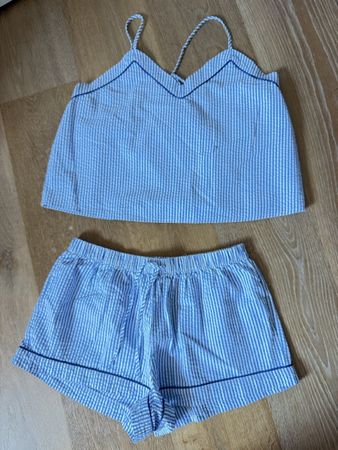 Hunkemöller Pyjama Set blau gestreift Grösse L neu