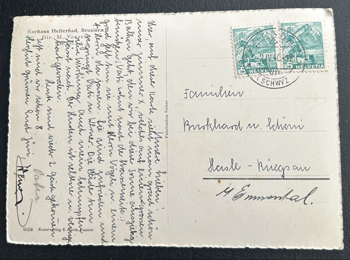 Cartoline postali: Brunnen Kurhaus Hellerbad – Usato da Horw venduto da Tellbub 1