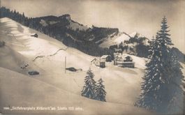 Ansichtskarte Skifahrerplatz Kräzerli Säntis gel. 1917