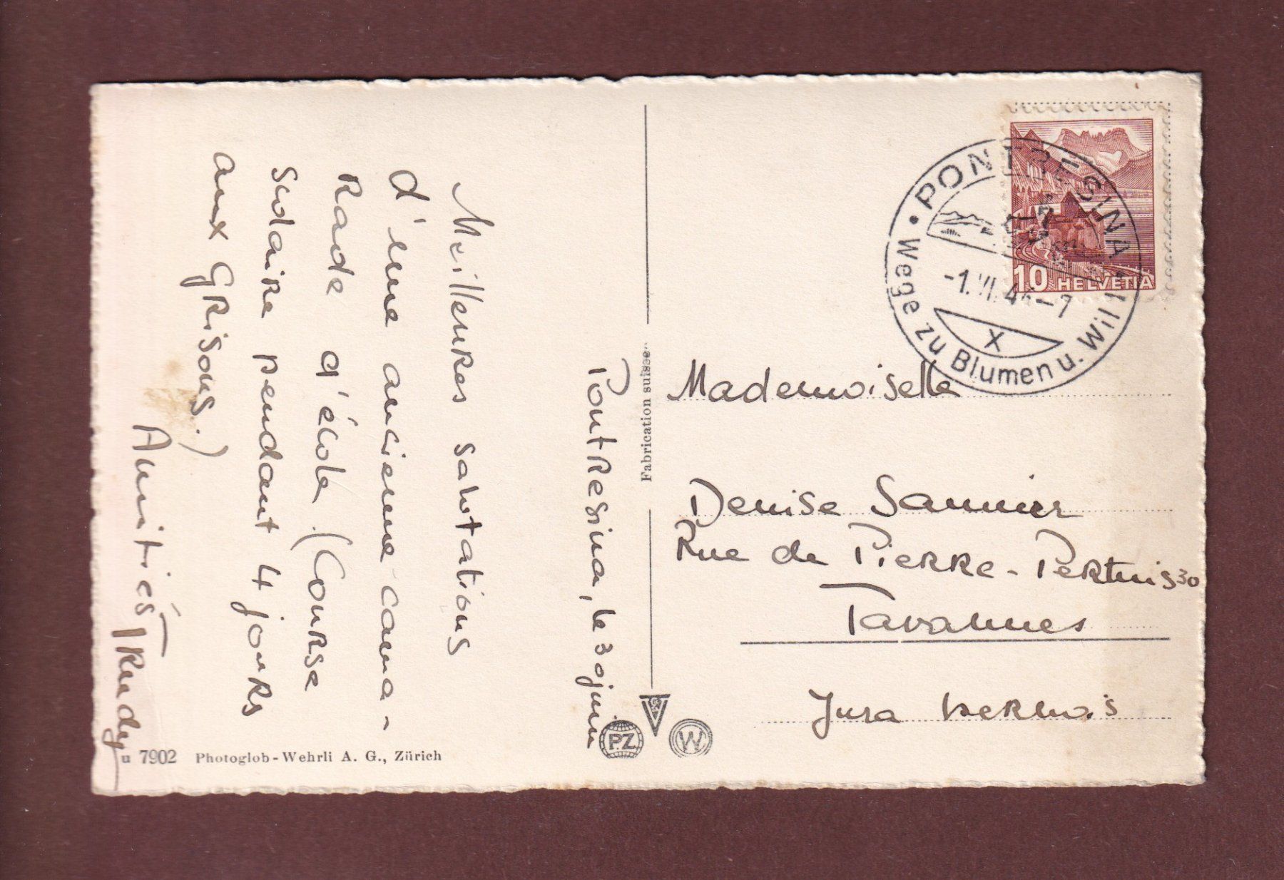 Cartes postales: PONTRESINA - 1946 // Eckbug // – D'occasion à Pully par nicecards-shop 1