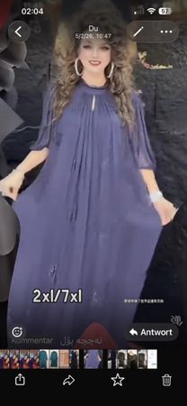Damen Kleid blau weiter Schnitt Groesse 2XL-7XL akzeptabel