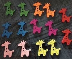 14 Giraffen Knöpfe Aufnäher Annäher Holz Näh Knopf Giraffe