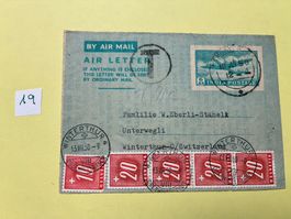 Briefmarken Brief mit Strafporto von Indien  Flugpost 1950
