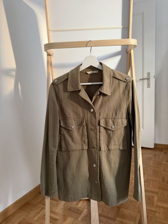 Mango Embroidered Khaki Jacket – Size XS