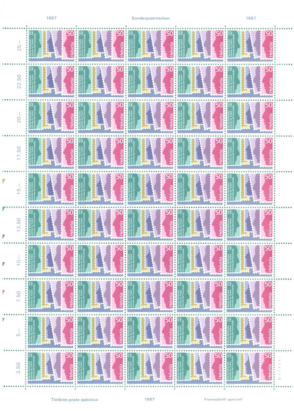 Tutti i francobolli: Bogen  1987   50 Jahre Tag der Briefmarke    postfrisch – Nuovo (secondo la descrizione) da Mellingen venduto da Ginger