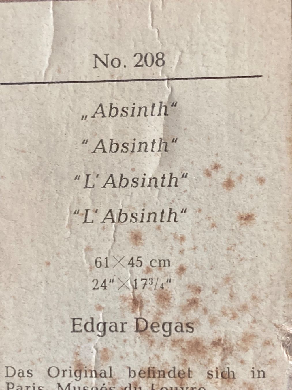 Dipinti: Reproduction numérotée no 208 - EDGAR DEGAS "L' Absinth" – Usato da Aumont venduto da del_f2k9 6