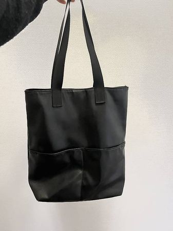 Schlichte Handtasche Shopper mit praktischen Aussenfächern