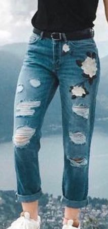 Low Waist Hose Boyfriend Gr. 34 Tally Weijl Blumen
