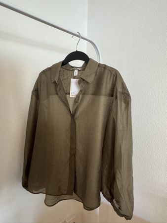H&M Bluse, Ballonärmel, Olivgrün, Grösse M - NEU