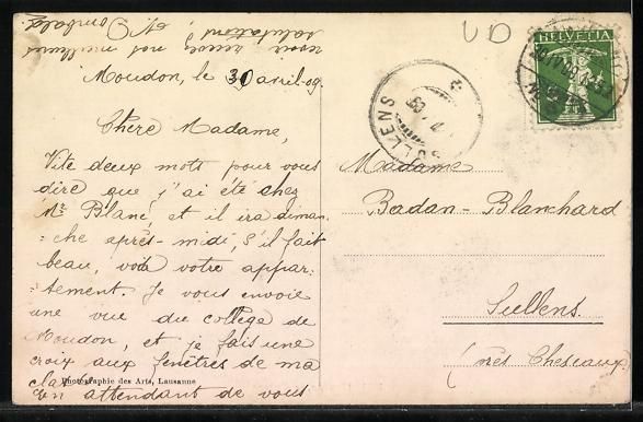 Cartes postales: AK Moudon, Le Collège, 1909 – D'occasion à Berlin par bartko-reher 1