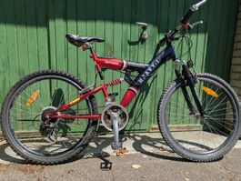 Mountainbike Heavy-Tornado rot-schwarz vollgefedert