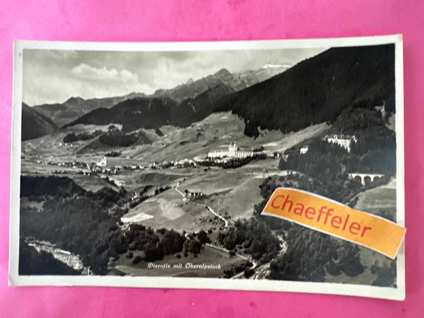 Cartoline postali: 1934 Disentis mit Oberalpstock – Usato da Zürich venduto da Chaeffeler