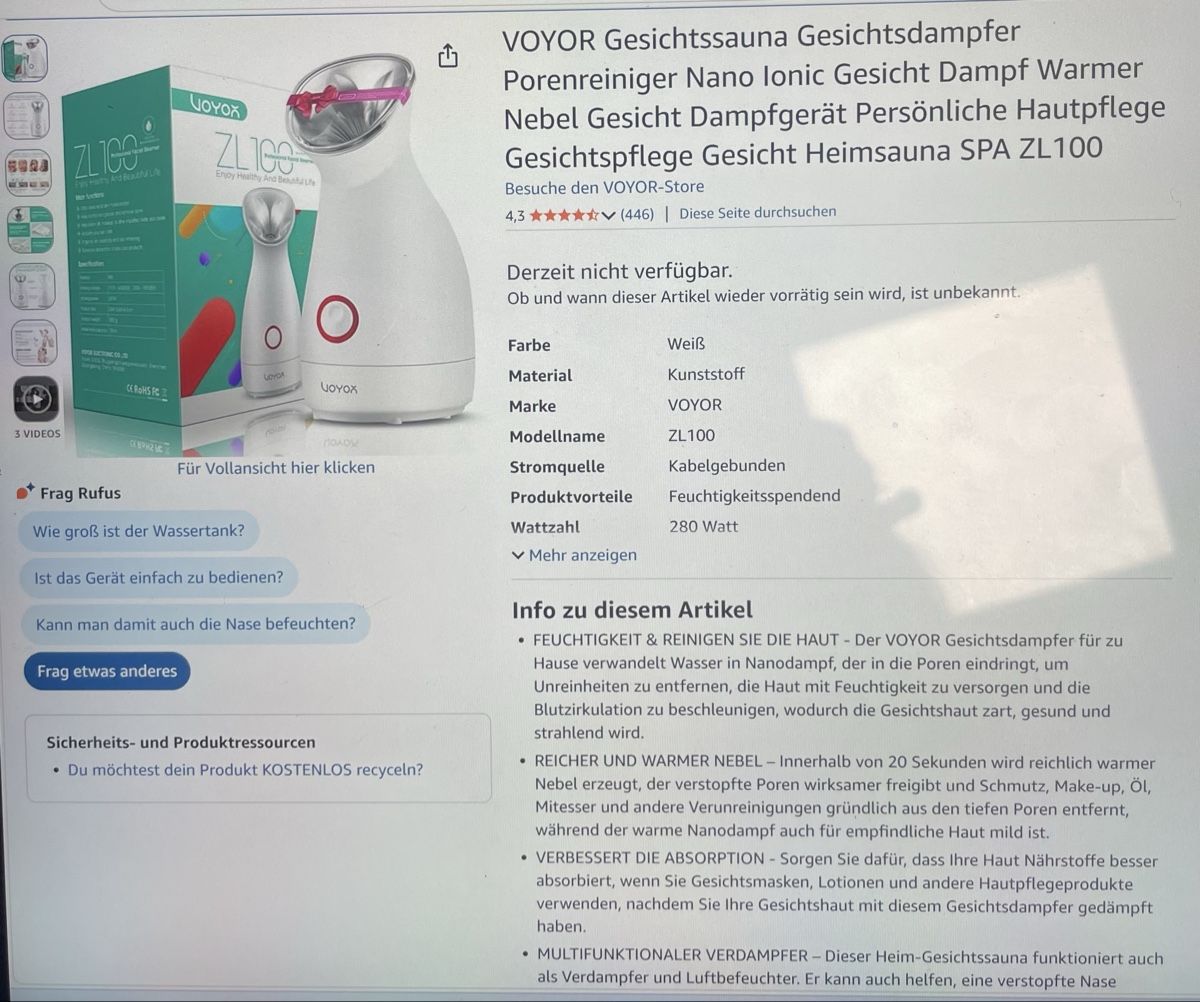 Cura del viso: Gesichtssauna - Wellness  – Nuovo (secondo la descrizione) da Bern venduto da _m_angel8 1