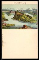 Lithographie Luzern, Bürgenstock, Panorama mit Luzern und Se