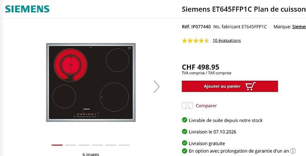 Cuisinières: Vitrocéram – D'occasion à Ferpicloz par Riedo20 2