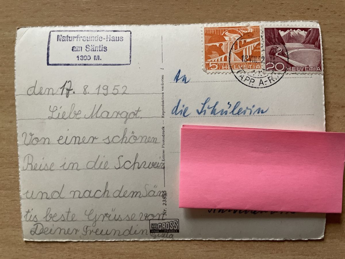 Cartoline postali: Alte Ansichtskarte Säntis von der Kammhalde 1952 – Usato da Neuhausen am Rheinfall venduto da Arielle55 1