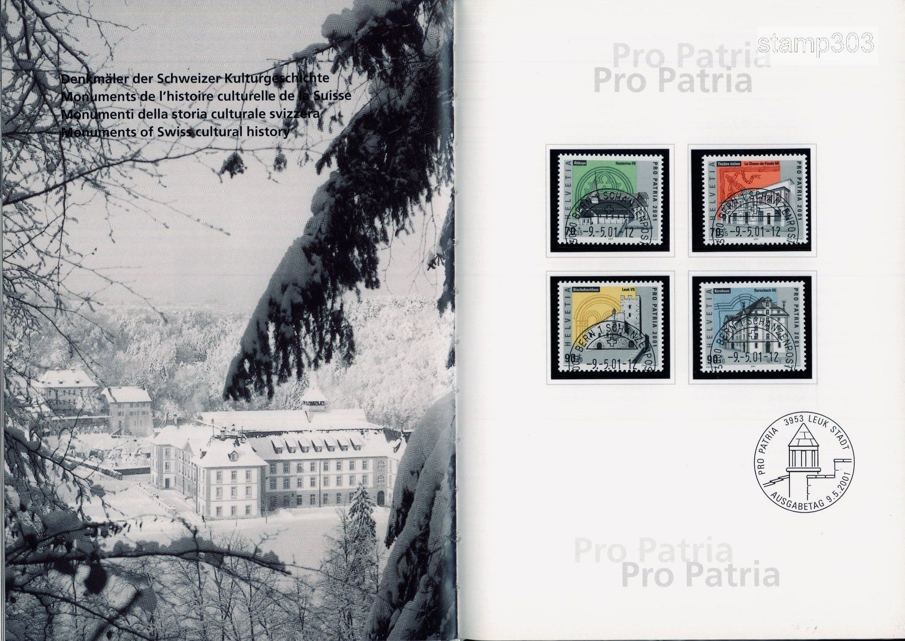 Tutti i francobolli: 2001 Jahrbuch Ersttagsstempel Postpreis 60.- – Usato da Eggersriet venduto da stamp303 1