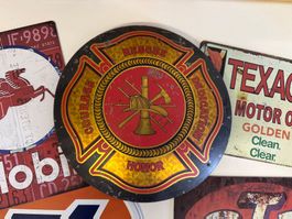 Sammlerbleche: Mobil, Texaco, STP, 76 Retro Garage!