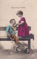 Bonne Fête 1928 ( 2 enfants sur une banc )