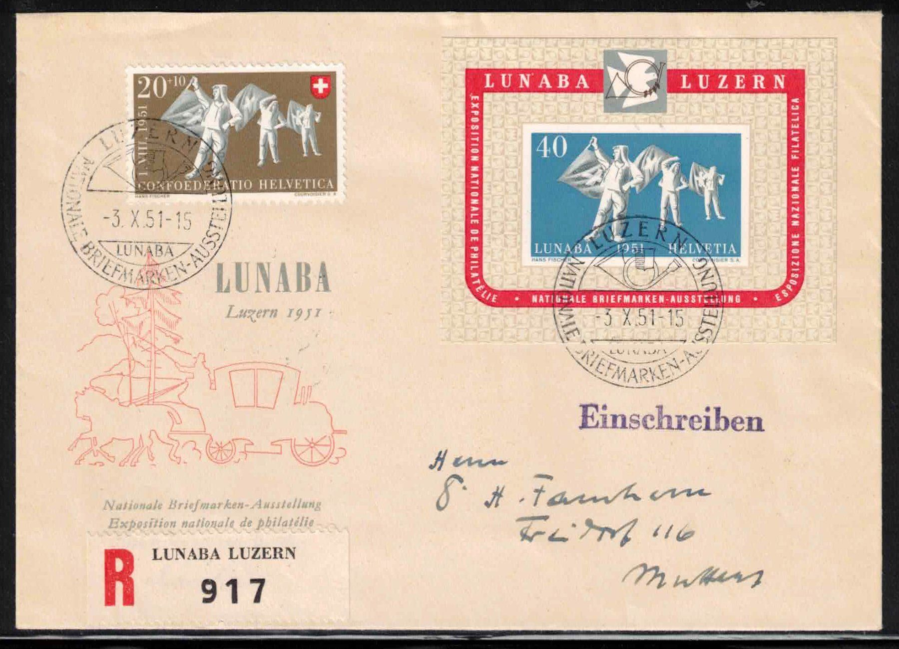 Tutti i francobolli: 1951 Lunaba Block W32 auf Combo-Brief – Nuovo (secondo la descrizione) da Nuglar venduto da Stamp88