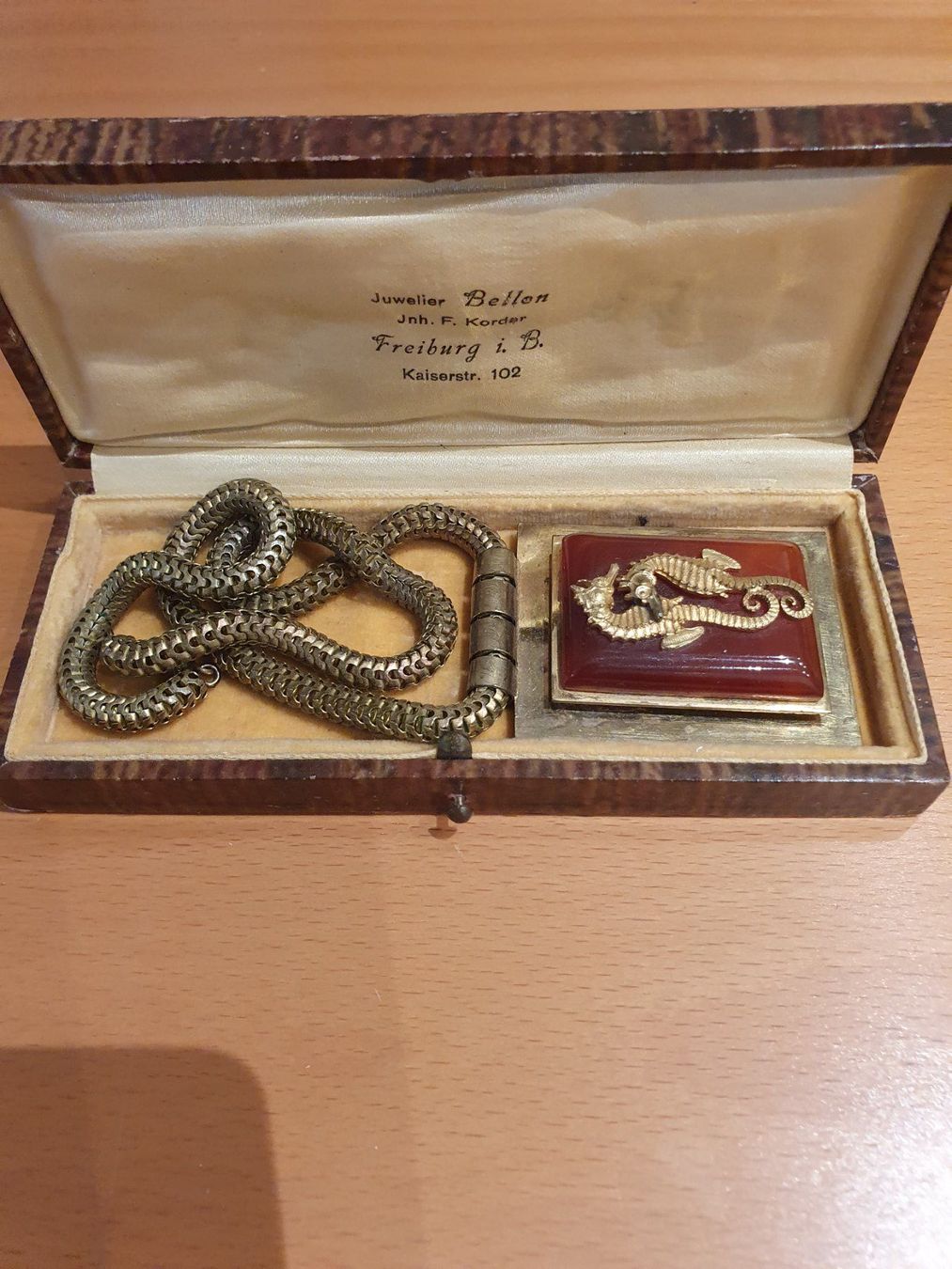 Catenine: Antike Schmuckschatulle mit Kette und Brosche im Set – Usato da Basel venduto da M2 2