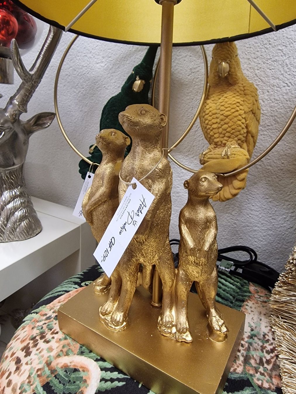 Lampade: Lampe Erdmännchen Gold, Lampenschirm Schwarz – Nuovo e nell'imballaggio originale da Schaffhausen venduto da AtelierPudesco 1