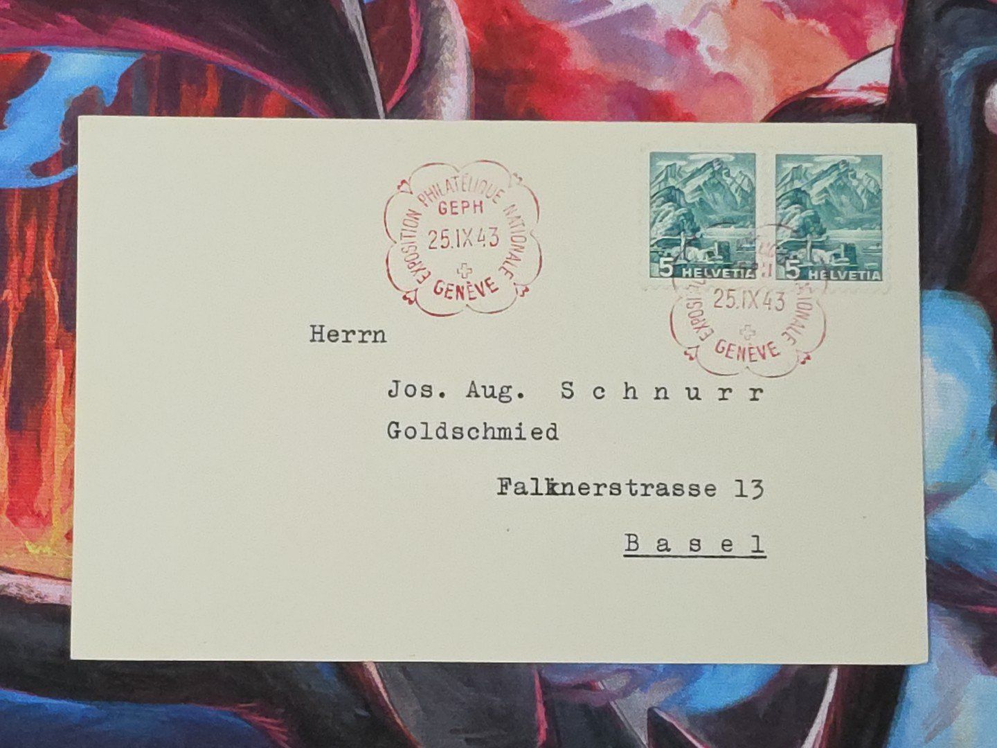 Tutti i francobolli: CL31 Carte Postale + Timbre Suisse 1943 – Usato da Cousset venduto da Patrick_Collections