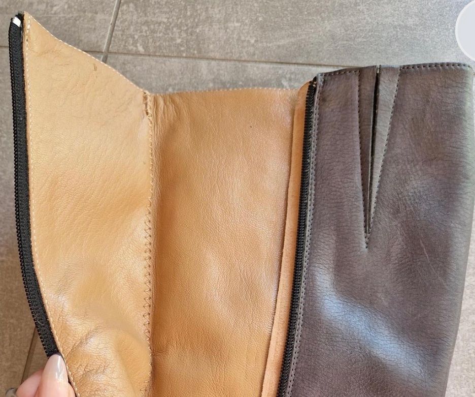 Scarpe da donna: Graue Echtlederstiefel Größe 38 – Nuovo (secondo la descrizione) da Perlen venduto da b.b10 2