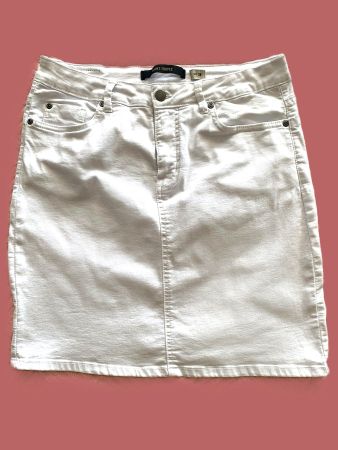 Weisser, stretchiger Jeansjupe von SAINT TROPEZ, GR. 38